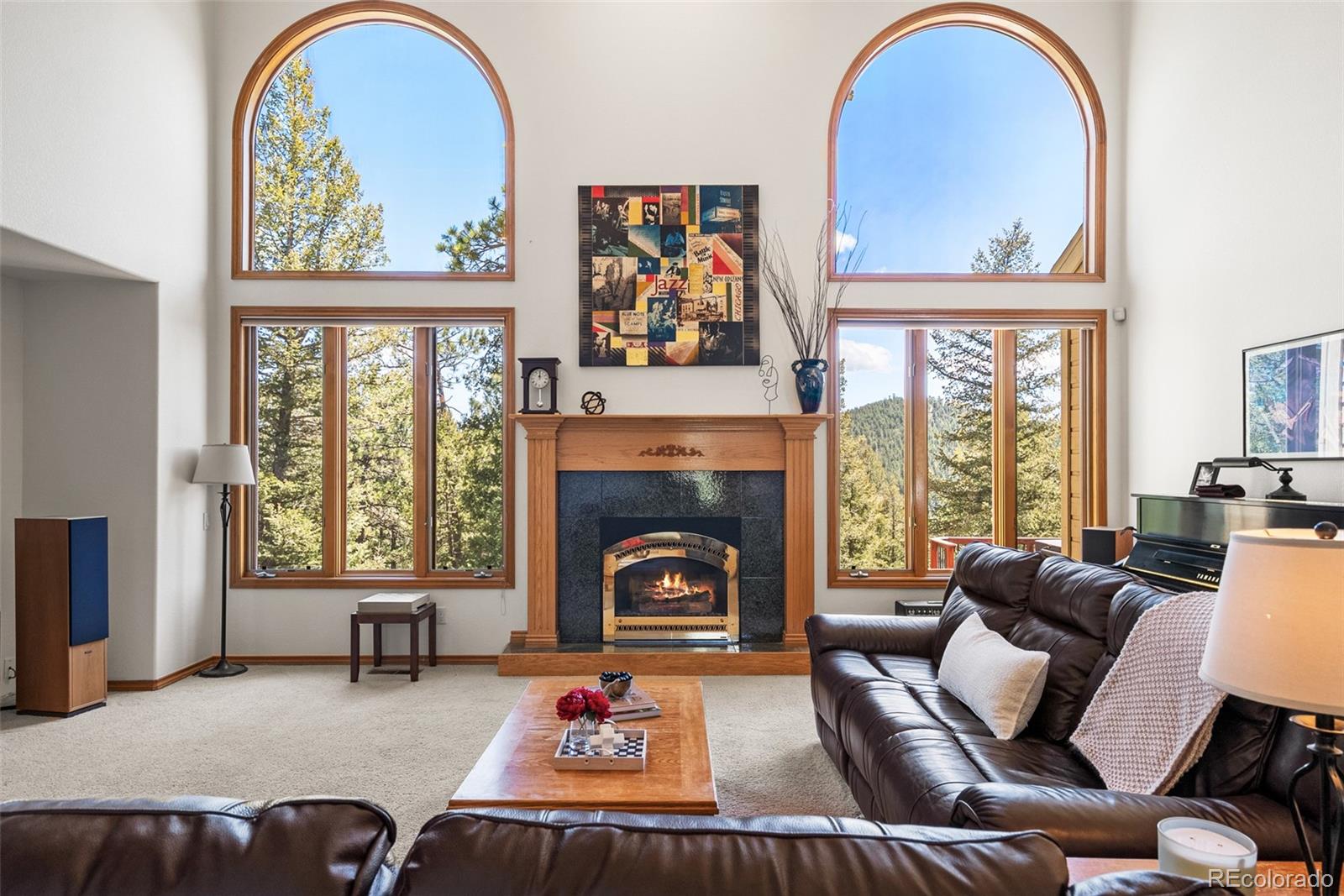 6252 King Drive Evergreen, CO 80439 - Photo 6 of 50 a living room with furniture fireplace and a large window