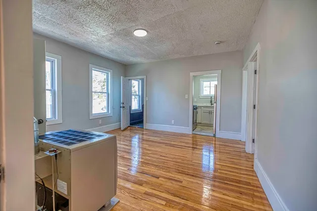 a view of kitchen and windows