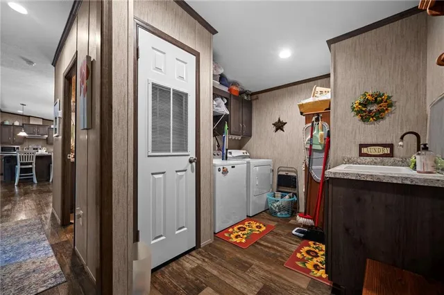 a bedroom with a bed and a mirror