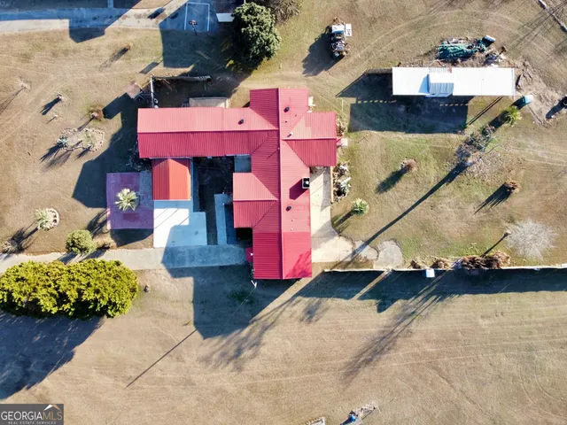 an aerial view of a house