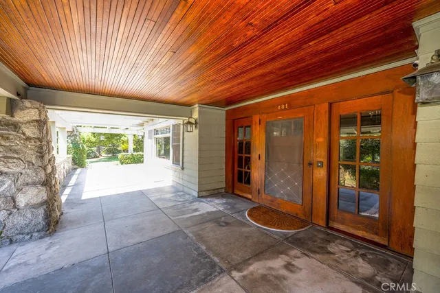 a view of a bathtub in a room
