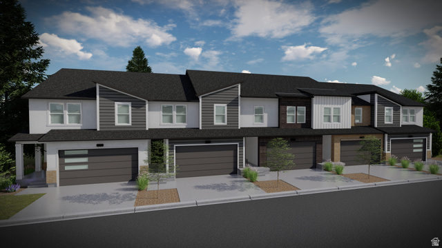 4812 Heartwood Road, Unit 424 Mapleton, UT 84664 - Photo 3 of 20 View of front facade featuring driveway, an attached garage, and a shingled roof