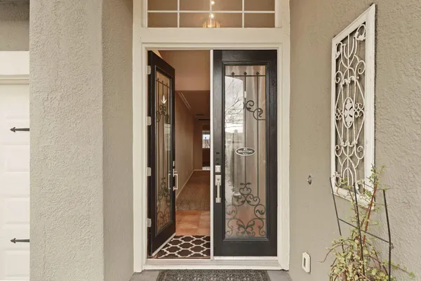 view of a bathroom with a glass door