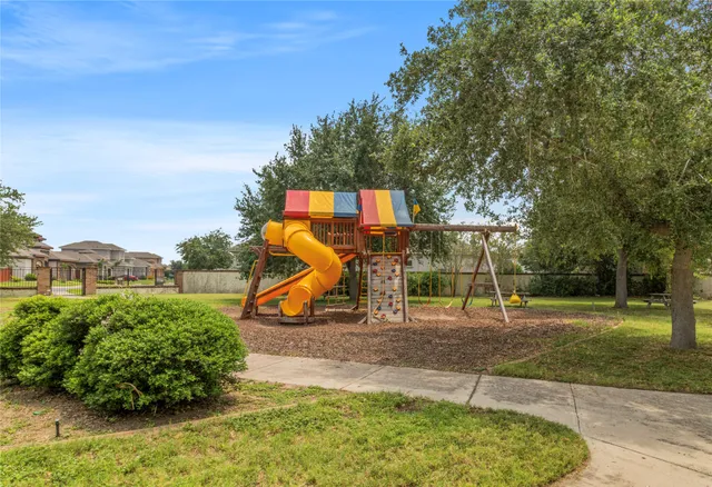an outdoor space with garden