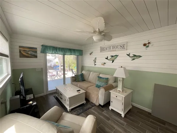 a living room with furniture