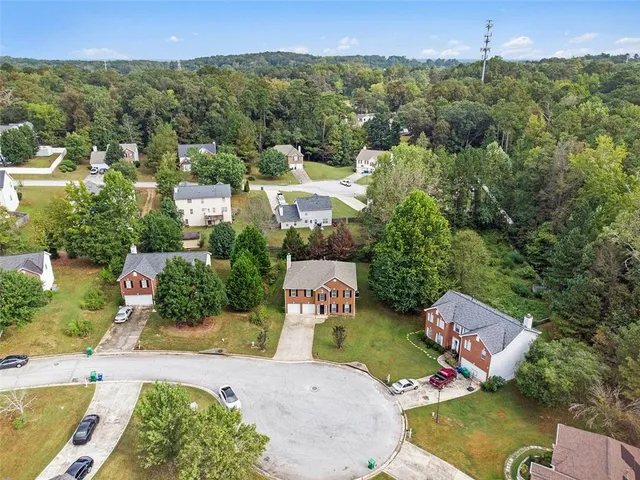 an aerial view of a house
