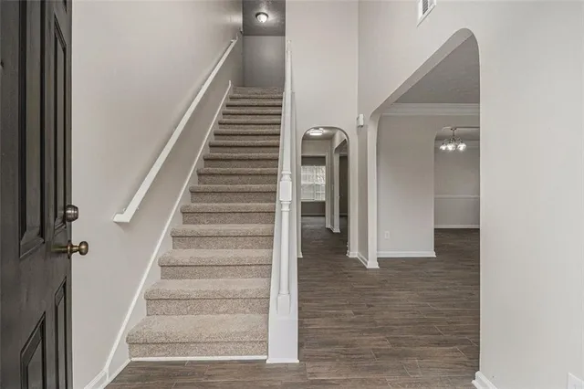 a view of an entryway with staircase