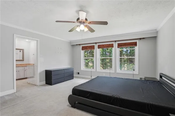 a living room with furniture and windows