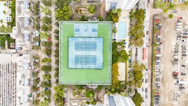 a view of outdoor space with tall buildings