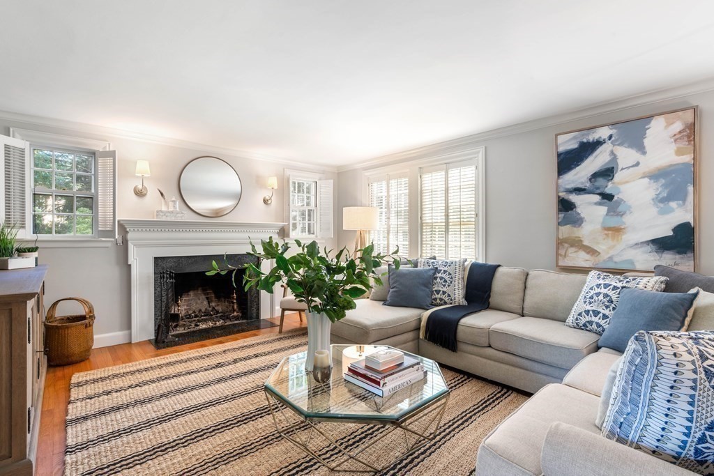 91 Old Colony Road Wellesley, MA 02481 - Photo 5 of 35 a living room with furniture a fireplace and window