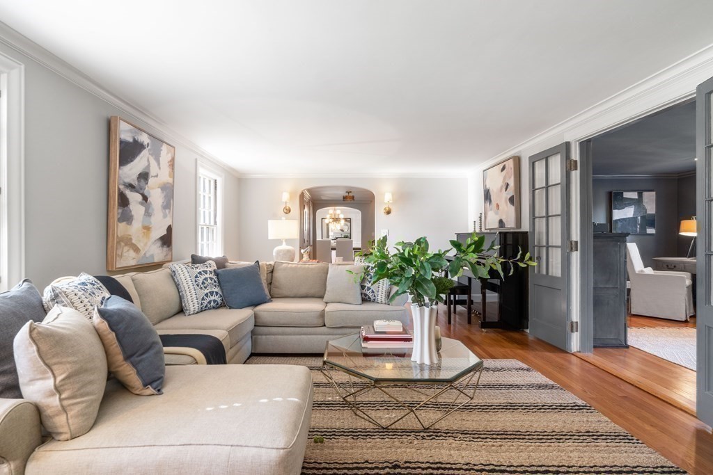 91 Old Colony Road Wellesley, MA 02481 - Photo 6 of 35 a living room with furniture potted plant and wooden floor