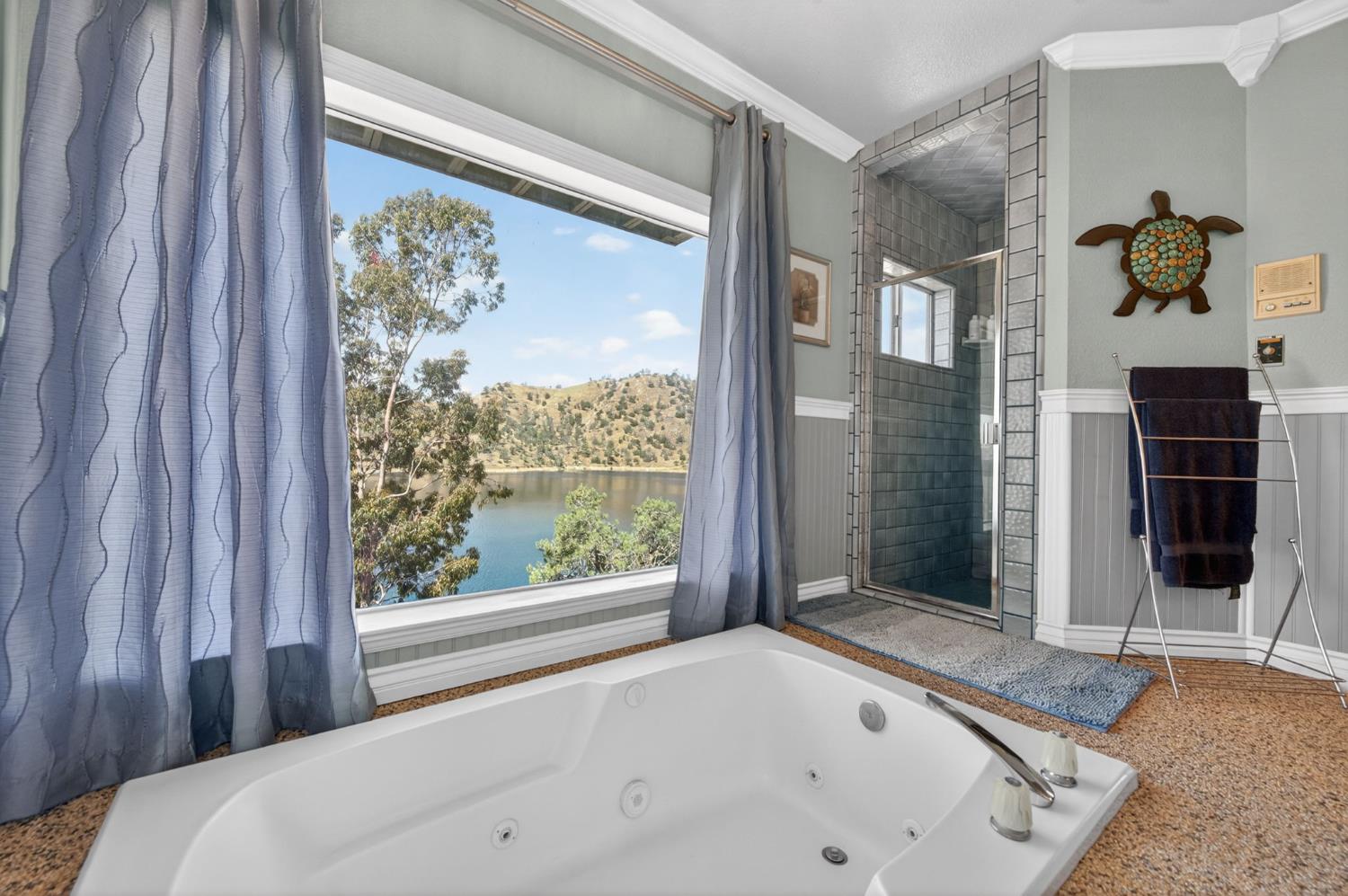 28037 Sky Harbour Road Friant, CA 93626 - Photo 18 of 40 a bathroom with a bathtub and a shower