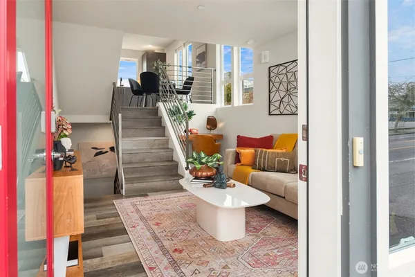 a living room with furniture