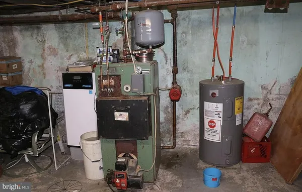 a close view of water heater room