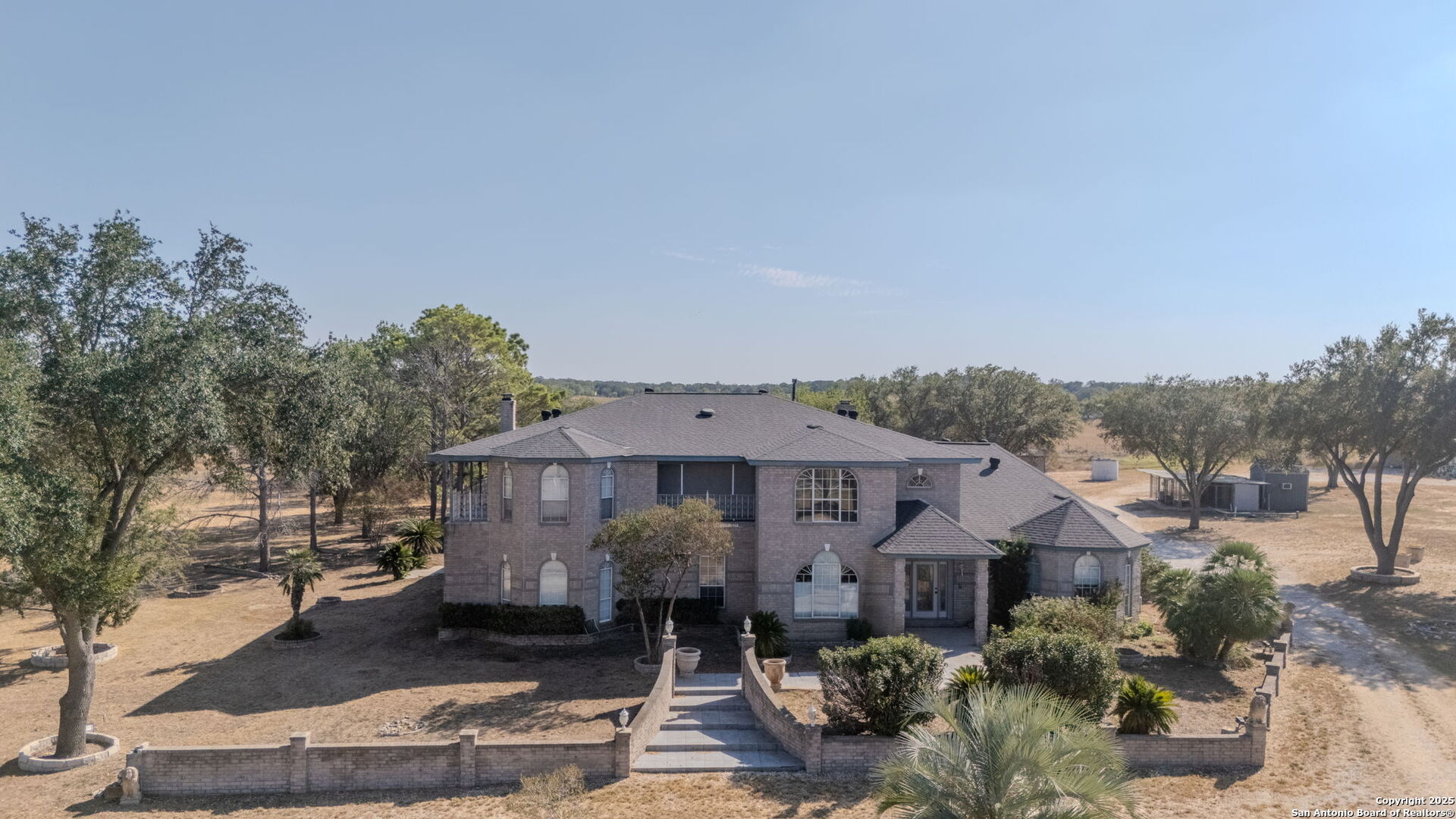 an aerial view of a house