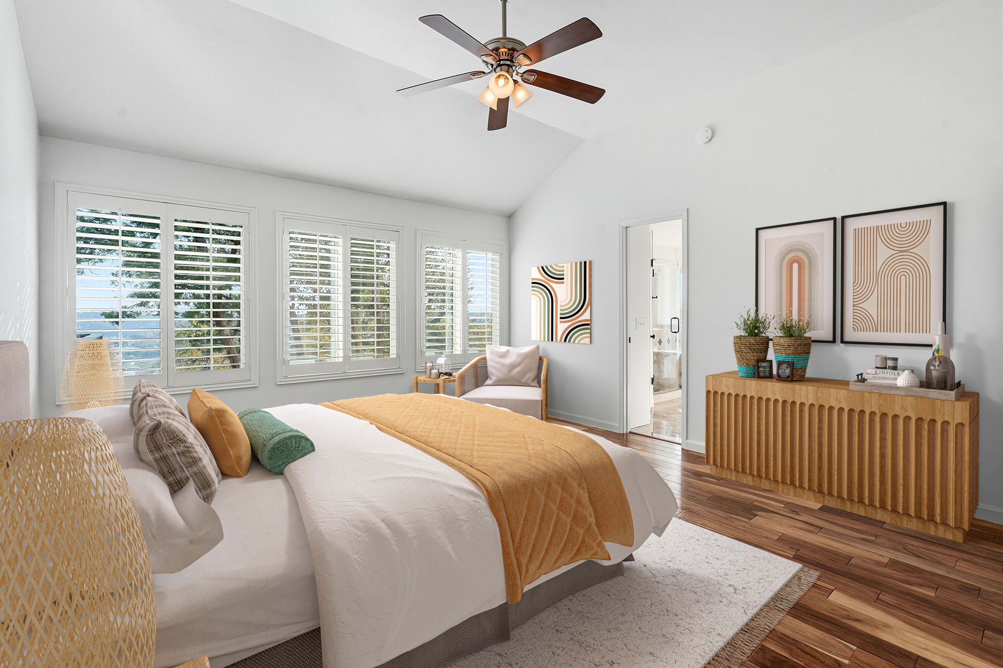 7801 Image Cove Austin, TX 78730 - Photo 11 of 26 a spacious bedroom with a bed and a large window