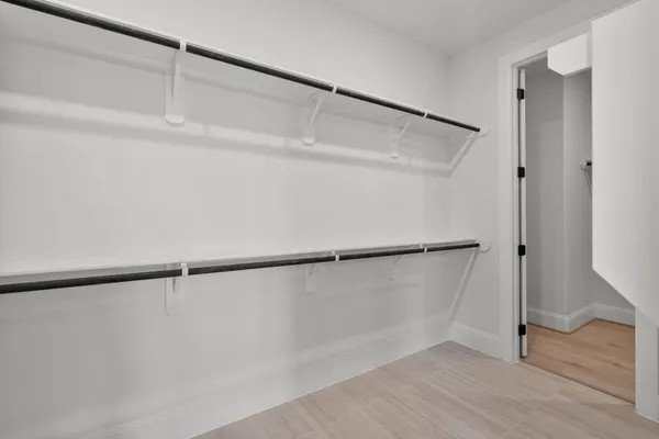 a view of an empty walk in closet