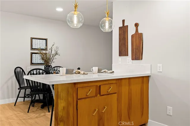 a view of a dining area with furniture