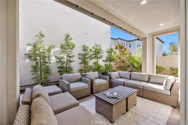 a building with palm trees in front of it