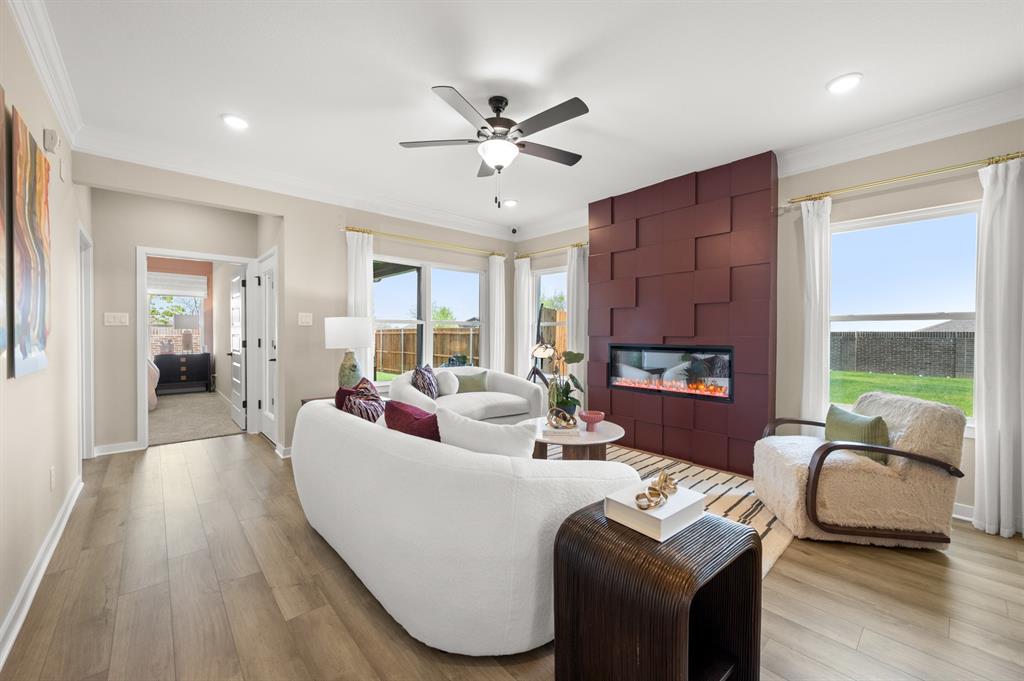 4328 Brayfield Road Fort Worth, TX 76036 - Photo 11 of 26 The Oakshire II- Family Room with Linear Electric Fireplace