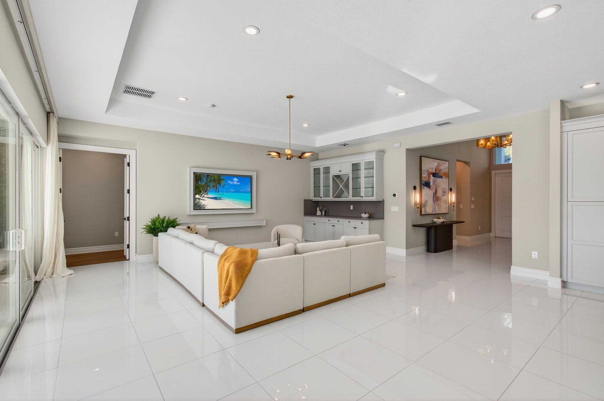 19886 Meadowside Lane Boca Raton, FL 33498 - Photo 14 of 84 a living room with furniture and a flat screen tv