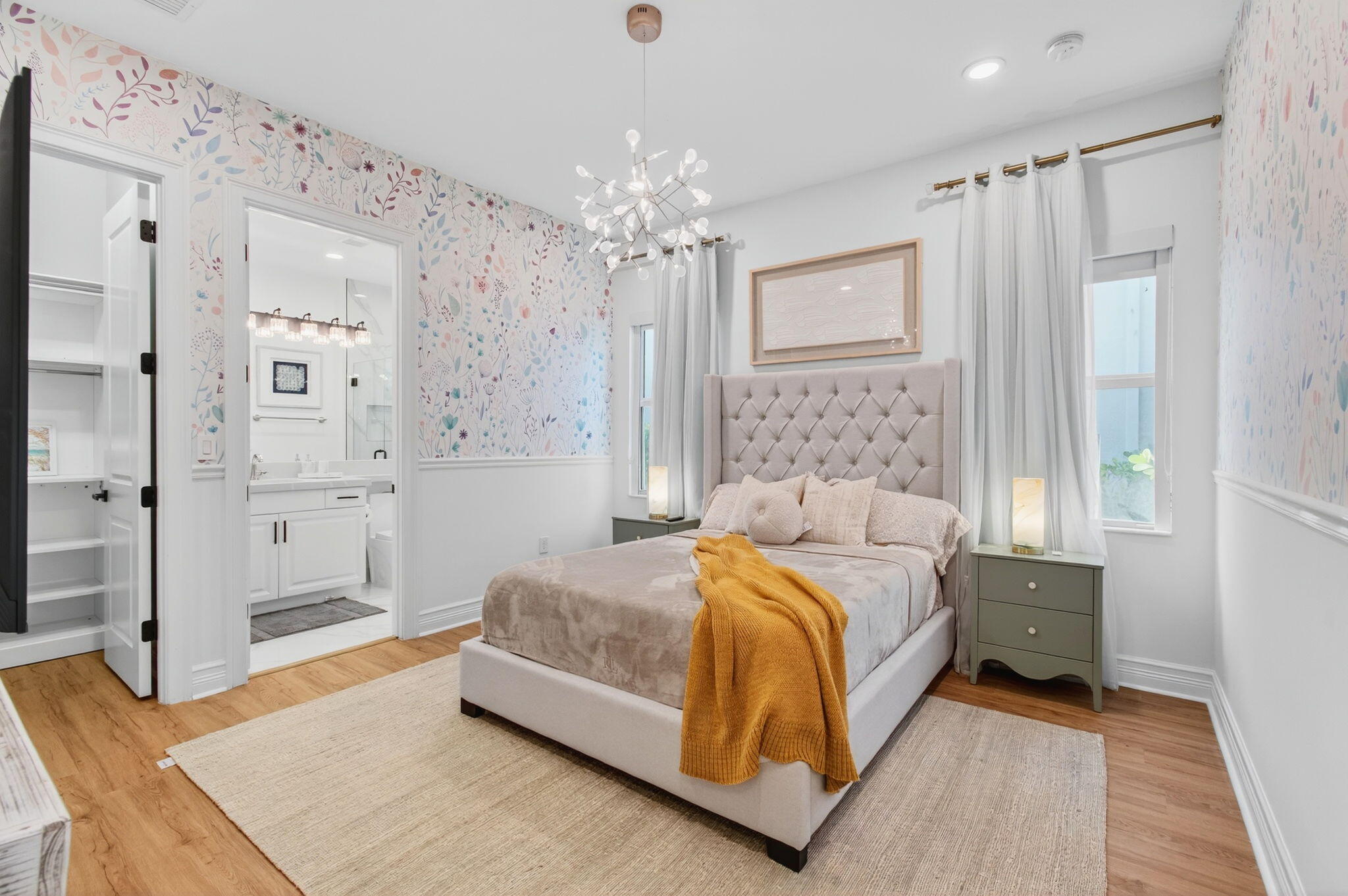 19886 Meadowside Lane Boca Raton, FL 33498 - Photo 37 of 84 a bedroom with a bed chandelier and a window