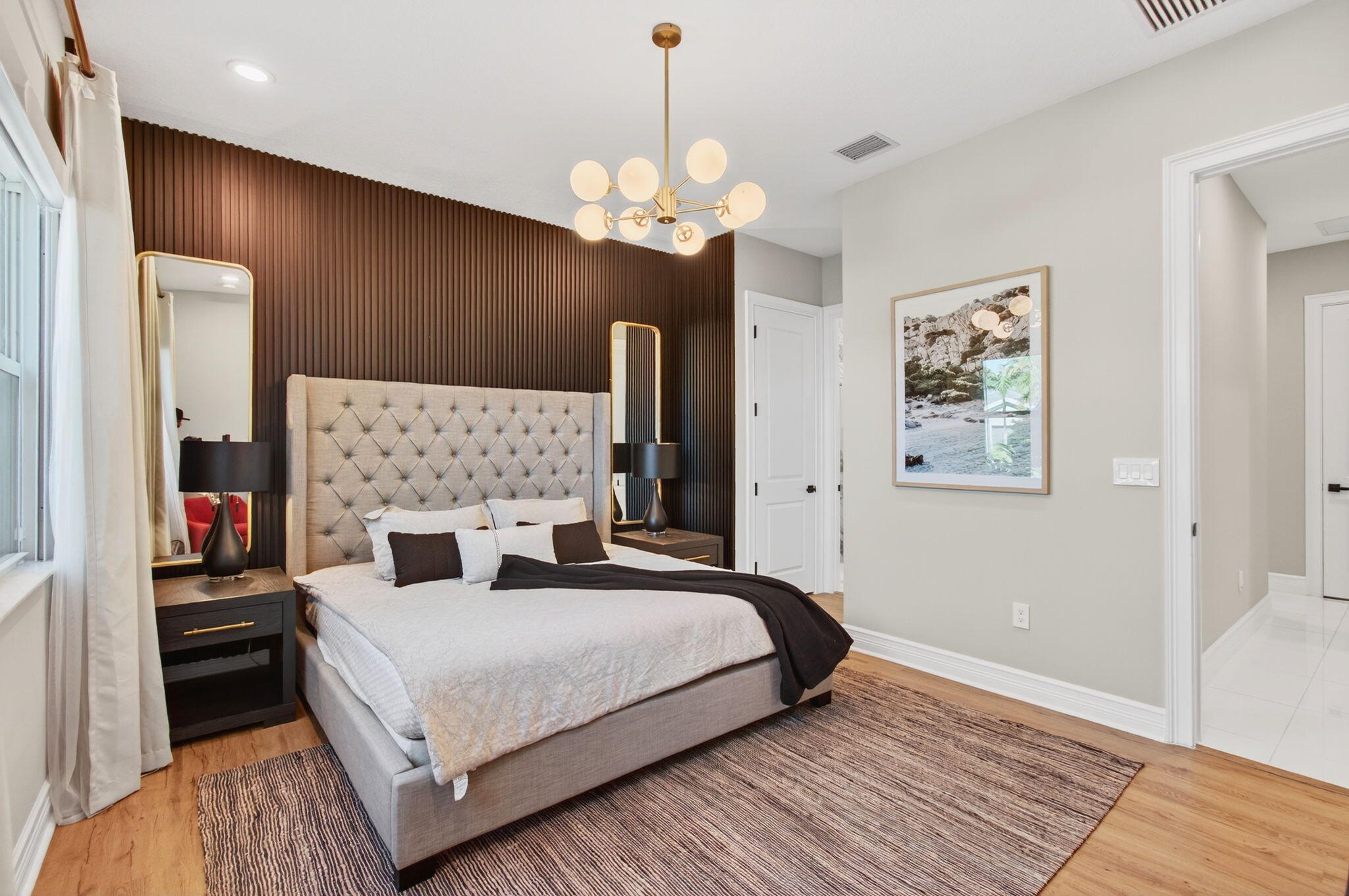 19886 Meadowside Lane Boca Raton, FL 33498 - Photo 43 of 84 a bedroom with a bed wooden floor and window