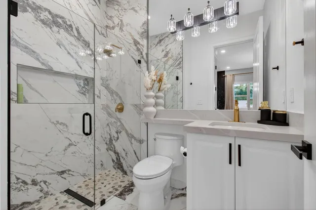 a view of yard with swimming pool and outdoor seating