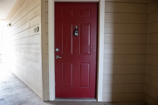 a view of a wooden door