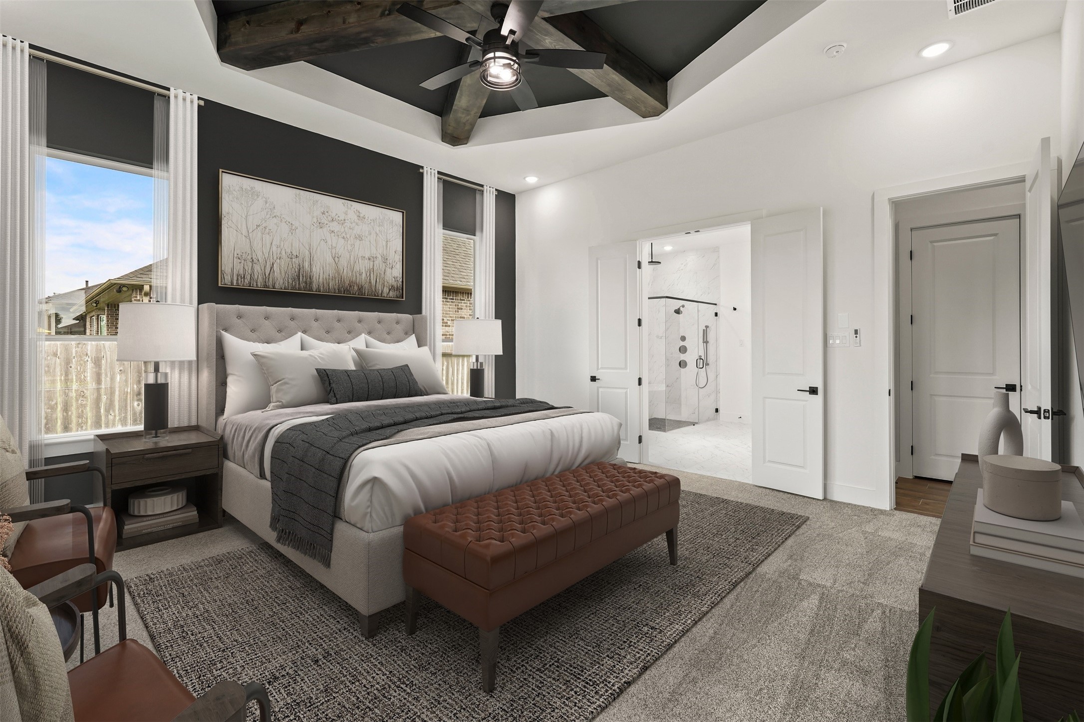 3607 Wellborn Drive Fulshear, TX 77441 - Photo 14 of 27 a double bed in a spacious bedroom next to a window