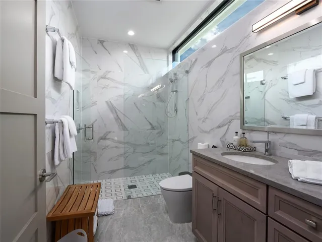 a view of a patio with garden