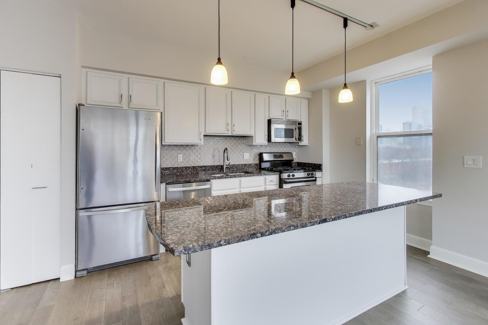 5 East 14th Place, Unit 501 Chicago, IL 60605 - Photo 16 of 37 a kitchen with stainless steel appliances granite countertop a refrigerator a stove a sink and a refrigerator