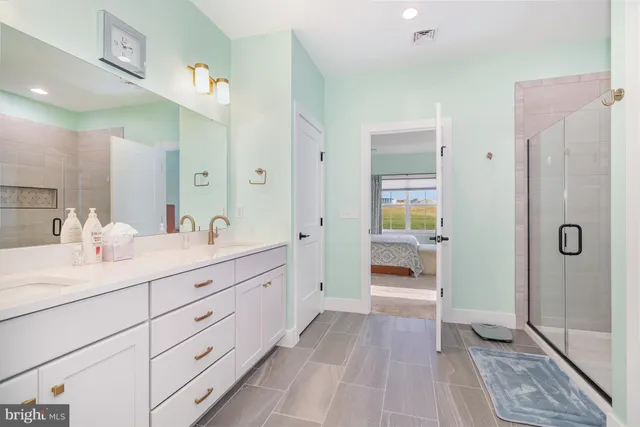 a view of a room with racks on the wall