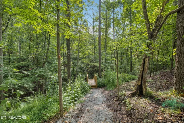 a view of a balcony with wooden floor