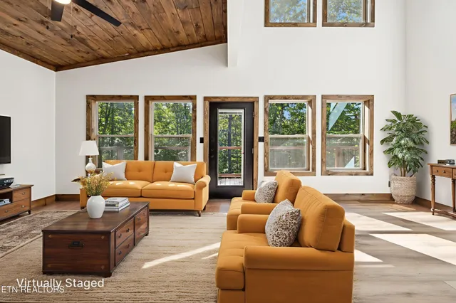 a view of a lake with a mountain view