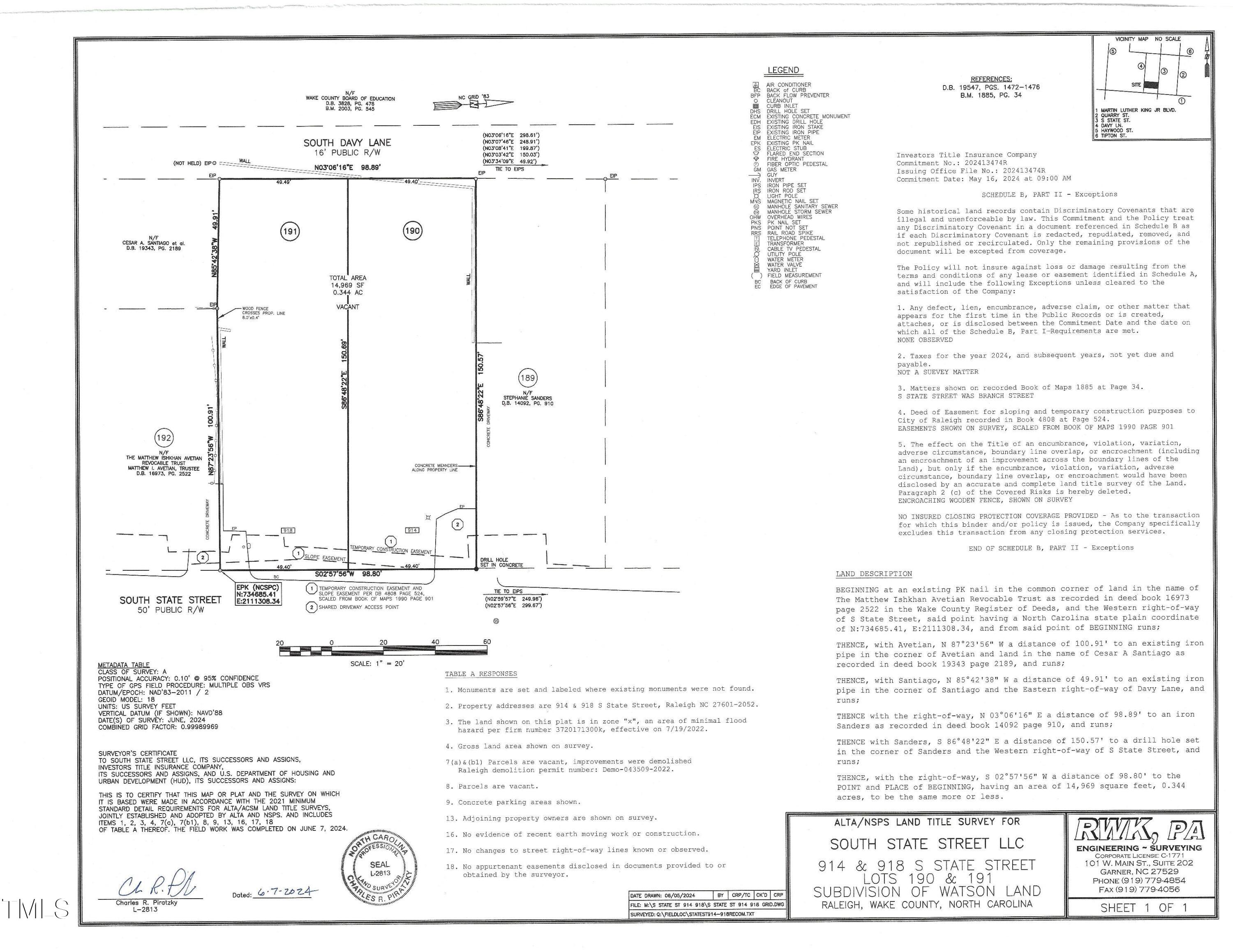 918 South State Street Raleigh, NC 27601 - Photo 3 of 10 S STATE ST 914 & 918 ALTA-NSPS LAND TITL