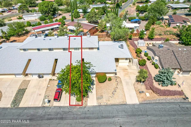 an aerial view of a house