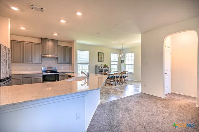 a large kitchen with lots of counter space