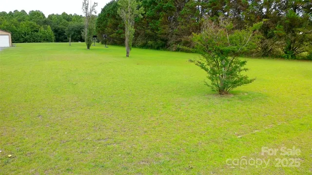 a view of field with trees in the background