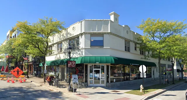 a view of a building with street