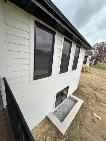 a view of backyard from deck