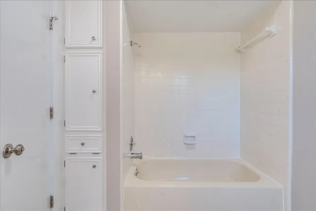 a bathroom with a bathtub