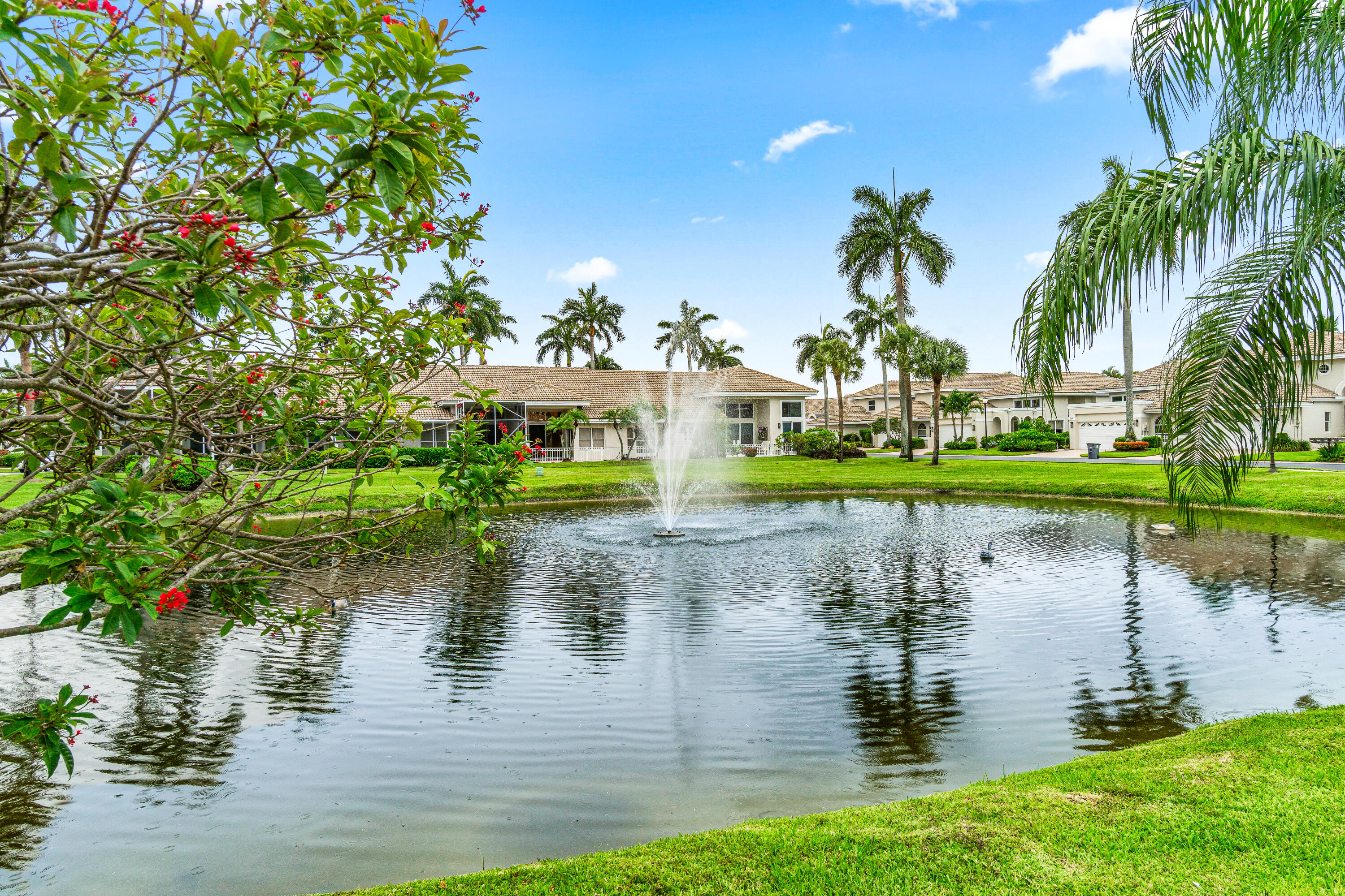 a view of a lake with houses