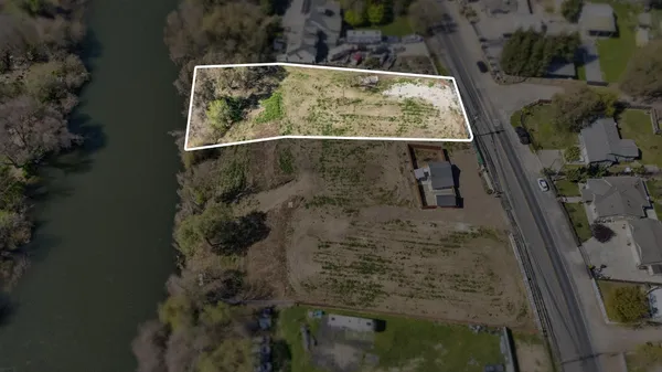 a view of a yard with potted plants