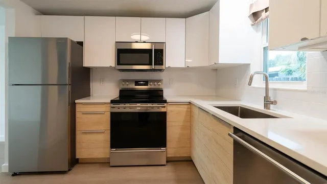 an empty room with windows