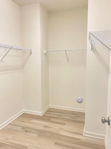 a view of an empty walk in closet