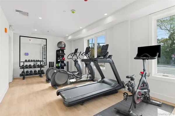 a view of a room with gym equipment