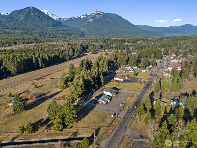 a view of a city with a mountain
