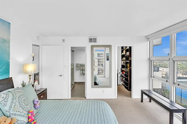 a view of a building with glass windows