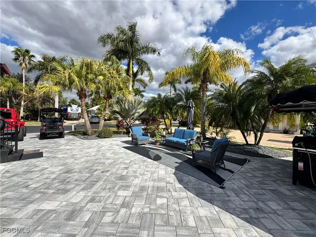 a view of a park with swings and slides